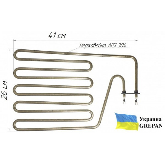  ТЭН для сауны 2000W 230V L=410x260мм 5 рожков Grepan нержавейка (saun01)