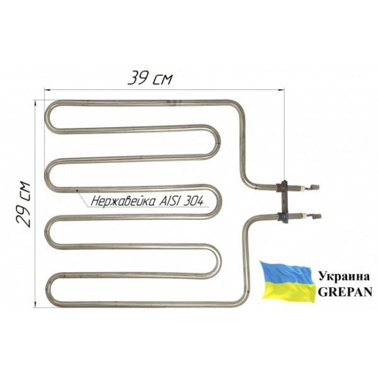  ТЭН для сауны 2000W 230V L=390x290мм 4 рожка Grepan нержавейка (saun02)