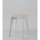 Wooden kitchen stool Single 330*330*450 White+natural ash Mix Mebli