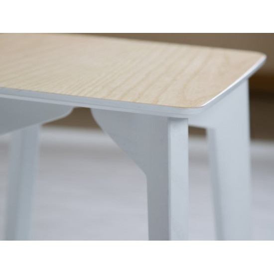 Wooden kitchen stool Single 330*330*450 White+natural ash Mix Mebli