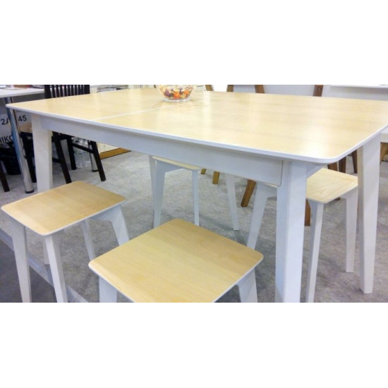 Wooden kitchen stool Single 330*330*450 White+natural ash Mix Mebli