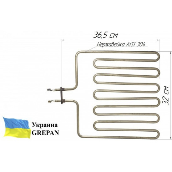  ТЭН для сауны 3000W 230V L=365x320мм 6 рожков Grepan нержавейка (saun07)