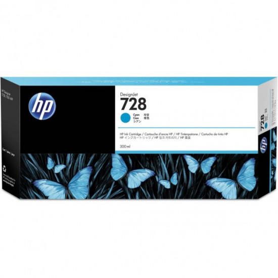 HP No.728 DesignJet T730/T830 Cyan Cartridge 300 ml (F9K17A)