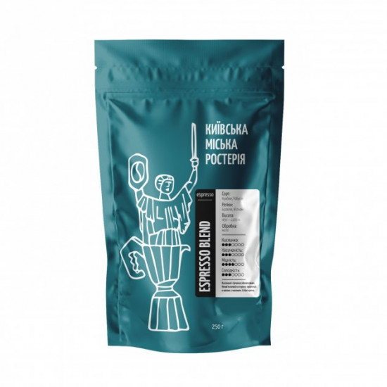 Кава зернова КМР Espresso blend Робуста 20%, Арабіка 80% 0,25 кг