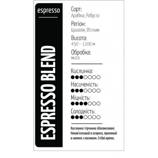 Coffee beans KMR Espresso blend Robusta 20%, Arabica 80% 0.25 kg