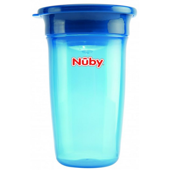 Cup 360 sippy cup Nuby transparent with blue lid 300 ml (NV0414003blu)