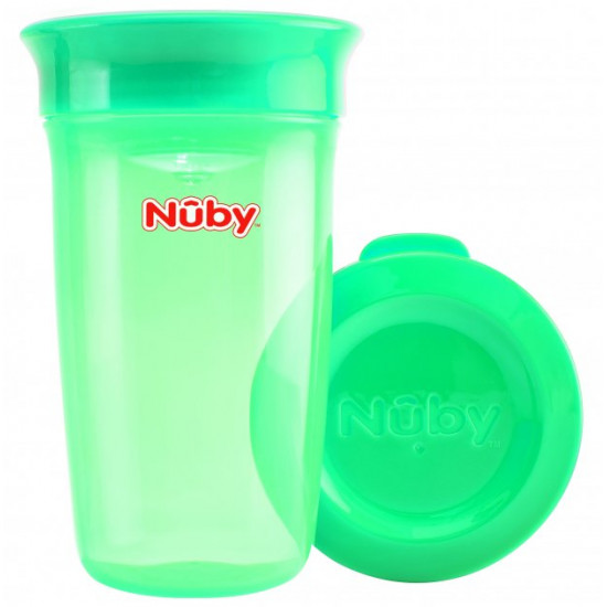 Cup 360 sippy cup Nuby transparent with green lid 300 ml (NV0414003grn)