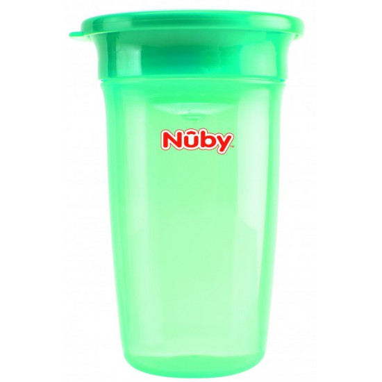 Cup 360 sippy cup Nuby transparent with green lid 300 ml (NV0414003grn)