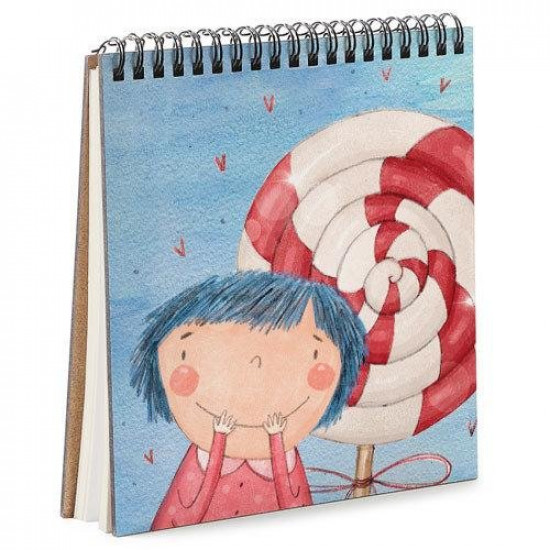 Notebook Sketchbook Girl with candy square 16.7x18 cm (BDK_18L013)