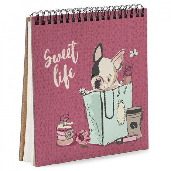  Блокнот Sketchbook Sweet life квадратный 16,7х18 см (BDK_DOG001)