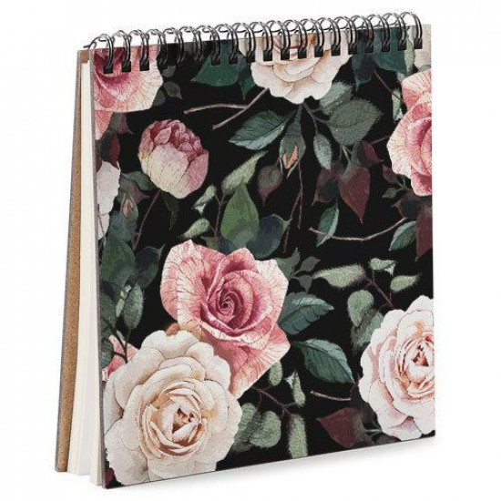 Notebook Sketchbook Delicate roses square 16.7x18 cm (BDK_FFL007)