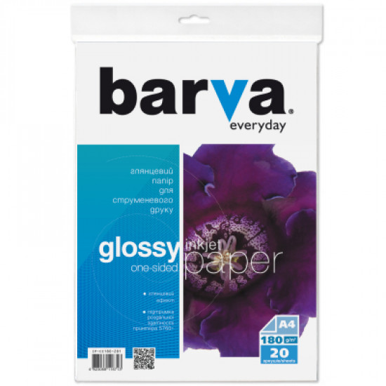  Бумага Barva A4 Everyday Glossy180г 20с (IP-CE180-281)