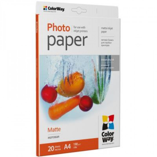 Paper ColorWay A4 190g matte 20st. (PM190020A4)