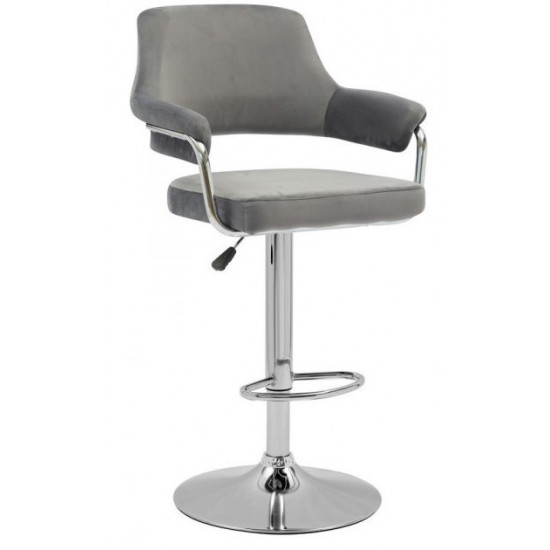 Bar stool Vetro mebel B-91 gray velor chrome