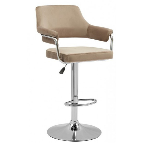 Bar stool Vetro mebel B-91 cappuccino velor chrome