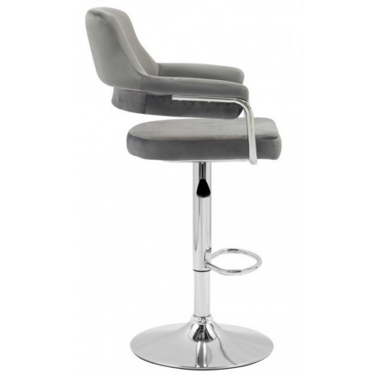 Bar stool Vetro mebel B-91 gray velor chrome