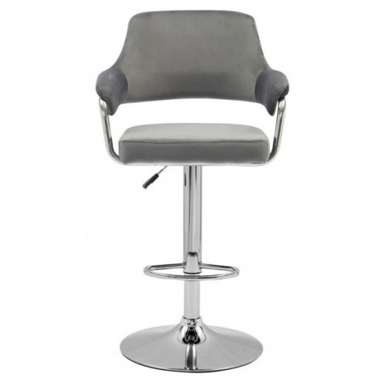 Bar stool Vetro mebel B-91 gray velor chrome