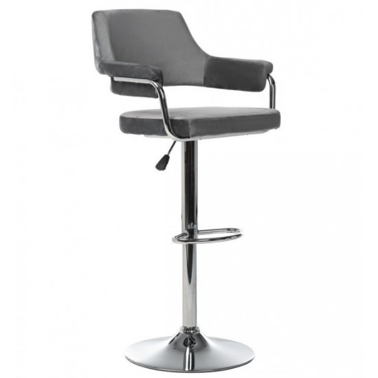 Bar stool Vetro mebel B-91 gray velor chrome