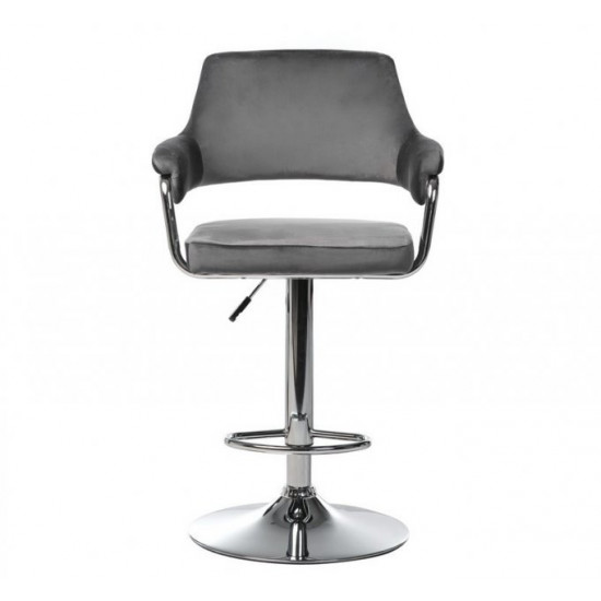 Bar stool Vetro mebel B-91 gray velor chrome