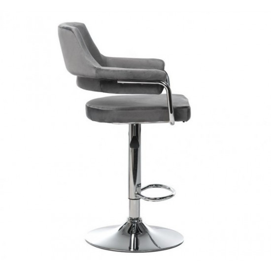 Bar stool Vetro mebel B-91 gray velor chrome