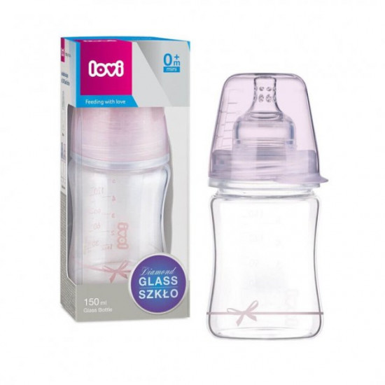  Скляна пляшечка Lovi Diamond Glass 150 мл Baby Shower girl (74/104girl)