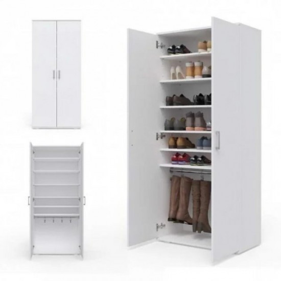 Hallway cabinet for women's shoes with a rail, white W800*H1780*D390