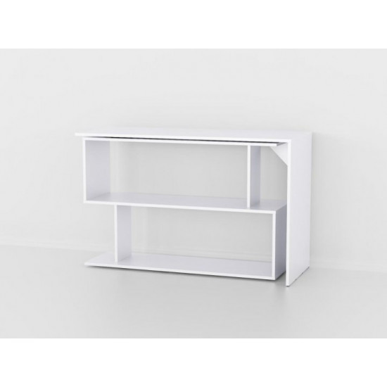 Desk transformable rotating corner straight with shelves white W1200*H766*D500