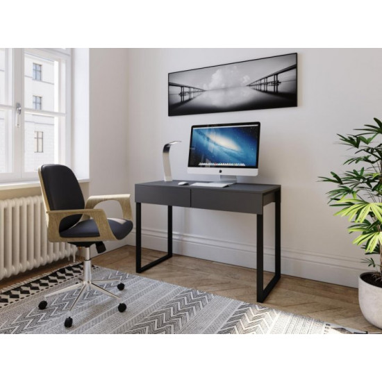 Computer desk in loft style with two drawers anthracite W1100*H760*D536