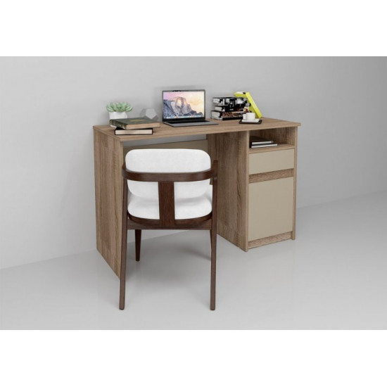 Computer desk with cabinet Intarsio Jusk B Oak Sonoma truffle / Latte