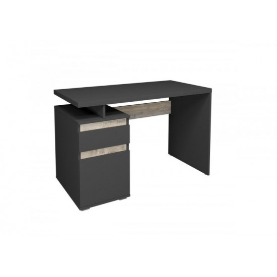 Computer desk with stand Intarsio Kubik Anthracite / Klondike Oak left