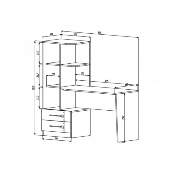 Computer desk with stands Intarsio Dexter Gray unicolor / Sonoma truffle left