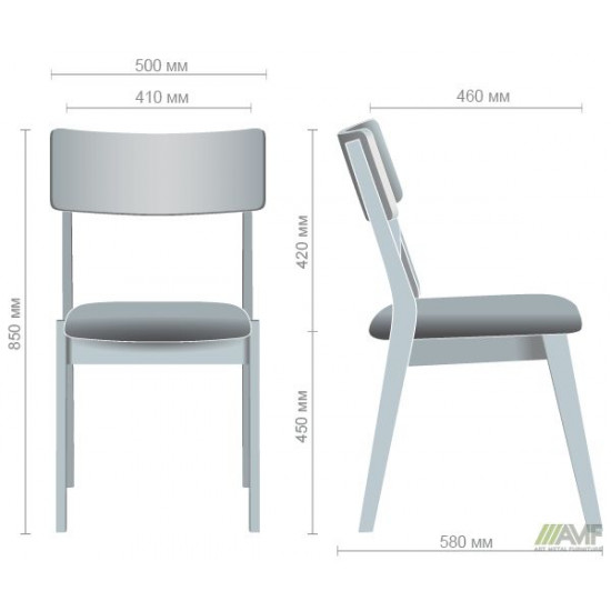 Dining chair Kantal 850*500*580 Wood/Textile, color bleached beech/anthracite AMF