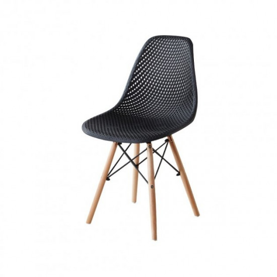 Plastic dining chair Mix furniture Honeycomb legs beech, black