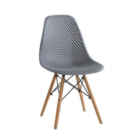 Plastic dining chair Mix furniture Honeycomb legs beech, gray