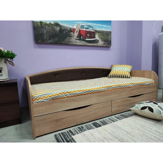 Bed Family furniture workshop Drimka 190 sonoma with brown back