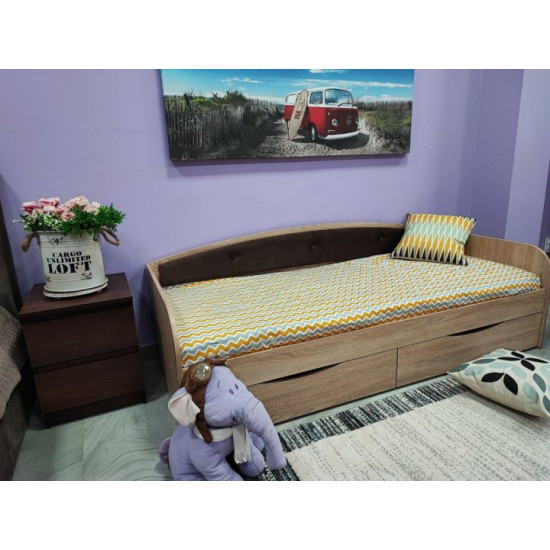 Bed Family furniture workshop Drimka 190 sonoma with brown back