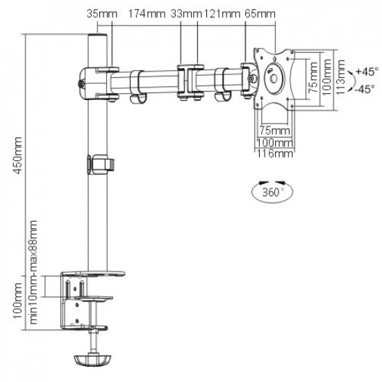  Кронштейн для монитора Brateck LDT07-C012