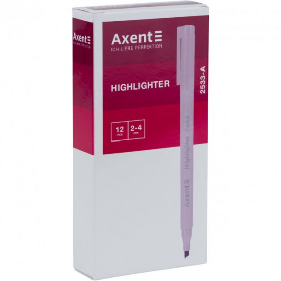 Marker Axent Highlighter Pastel 2-4 mm wedge pink (2533-10-A)