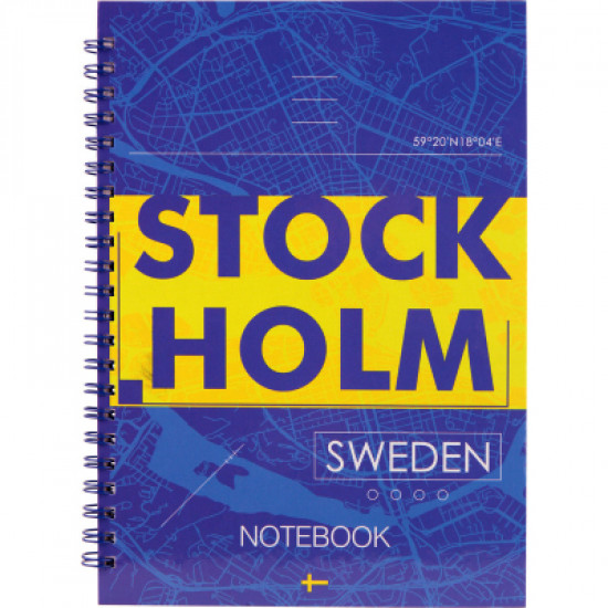 Блокнот Axent на спіралі тверда обкл., А5, 96л. Stockholm (8032-08-A)