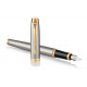 Fountain pen Parker IM Brushed Metal brass Silver with gold plated (22 211)