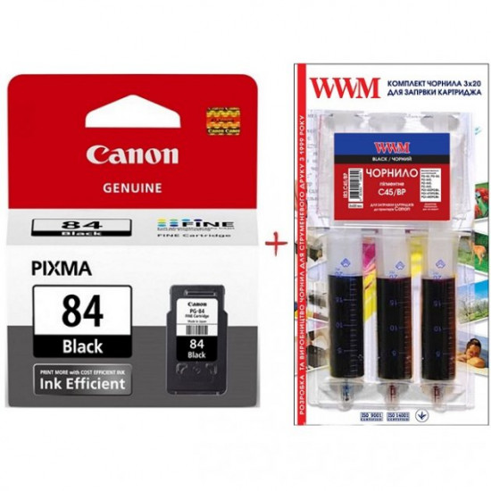 Canon cartridge for Pixma E514 PG-84Bk + Black refill kit (Set84-inkB)