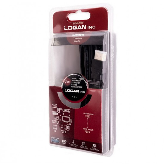  Кабель Logan HDMI - HDMI v1.4, 3.0m (EL248-0300)