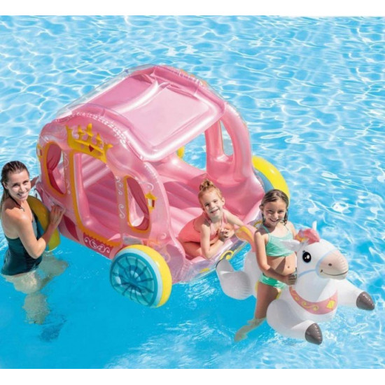 Children's inflatable play complex Princess Carriage with a raft, for the pool and home Intex 56514