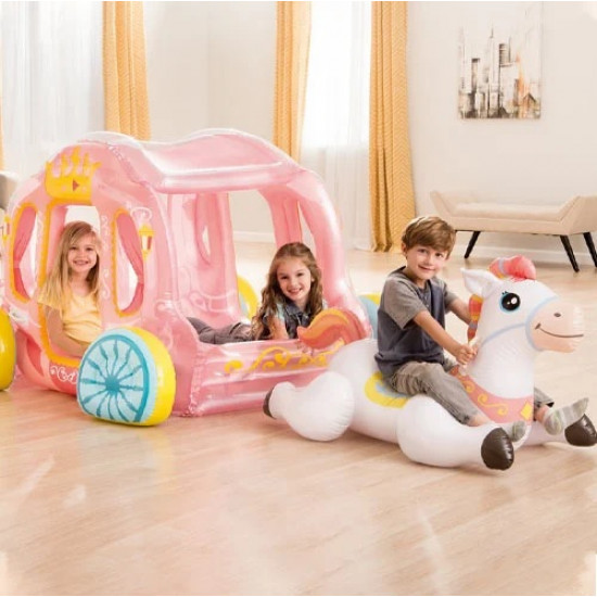 Children's inflatable play complex Princess Carriage with a raft, for the pool and home Intex 56514