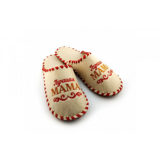 Felt slippers for home and bath Luxyart with embroidery 