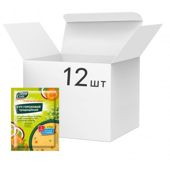  Упаковка супа Тётя Соня Горохового традиционного 70 г х 12 шт (4820015101600)