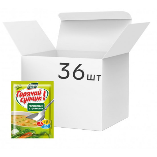 Packaging of Aunt Sonya Pea soup with croutons 18 g x 36 pcs (4820015102867)