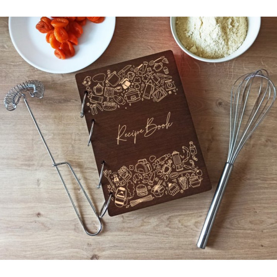  Блокнот для записи кулинарных рецептов с гравировкой Recipe Book цвет палисандр м6