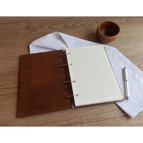 Notepad for recording culinary recipes with engraving Wreath of spices, rosewood color m2