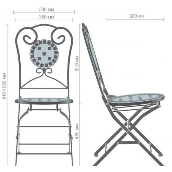 Metal folding chair AMF Bliss hy-mfc702 black steel 95169 / mosaic